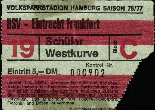 Ticket hamburger sv - bl, 76/77